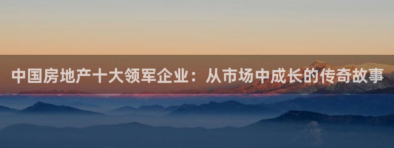 新宝5入口：中国房地产十大领军企业：从市场中成长的传奇故事