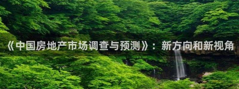 新宝5官方网站：《中国房地产市场调查与预测》：新方向和新视角